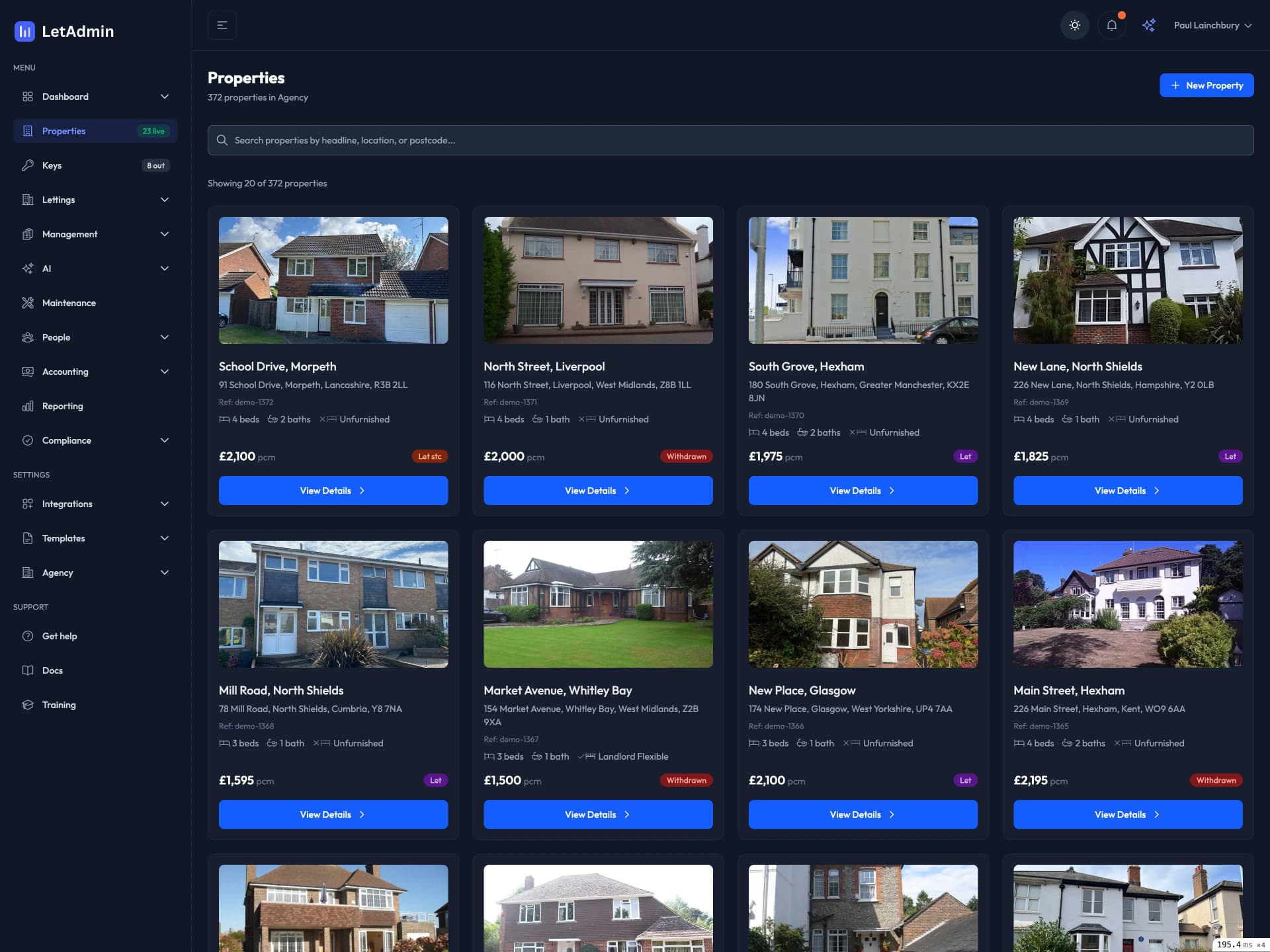 LetAdmin dashboard