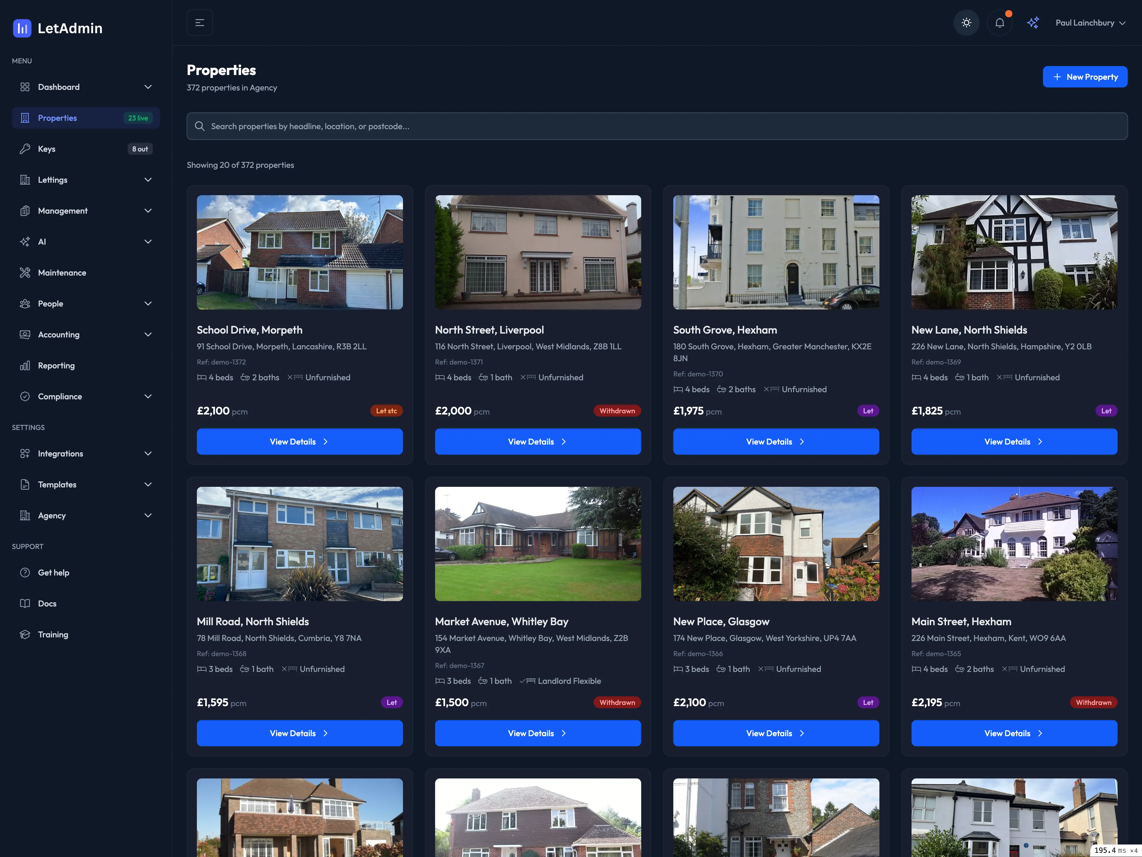 LetAdmin dashboard screenshot